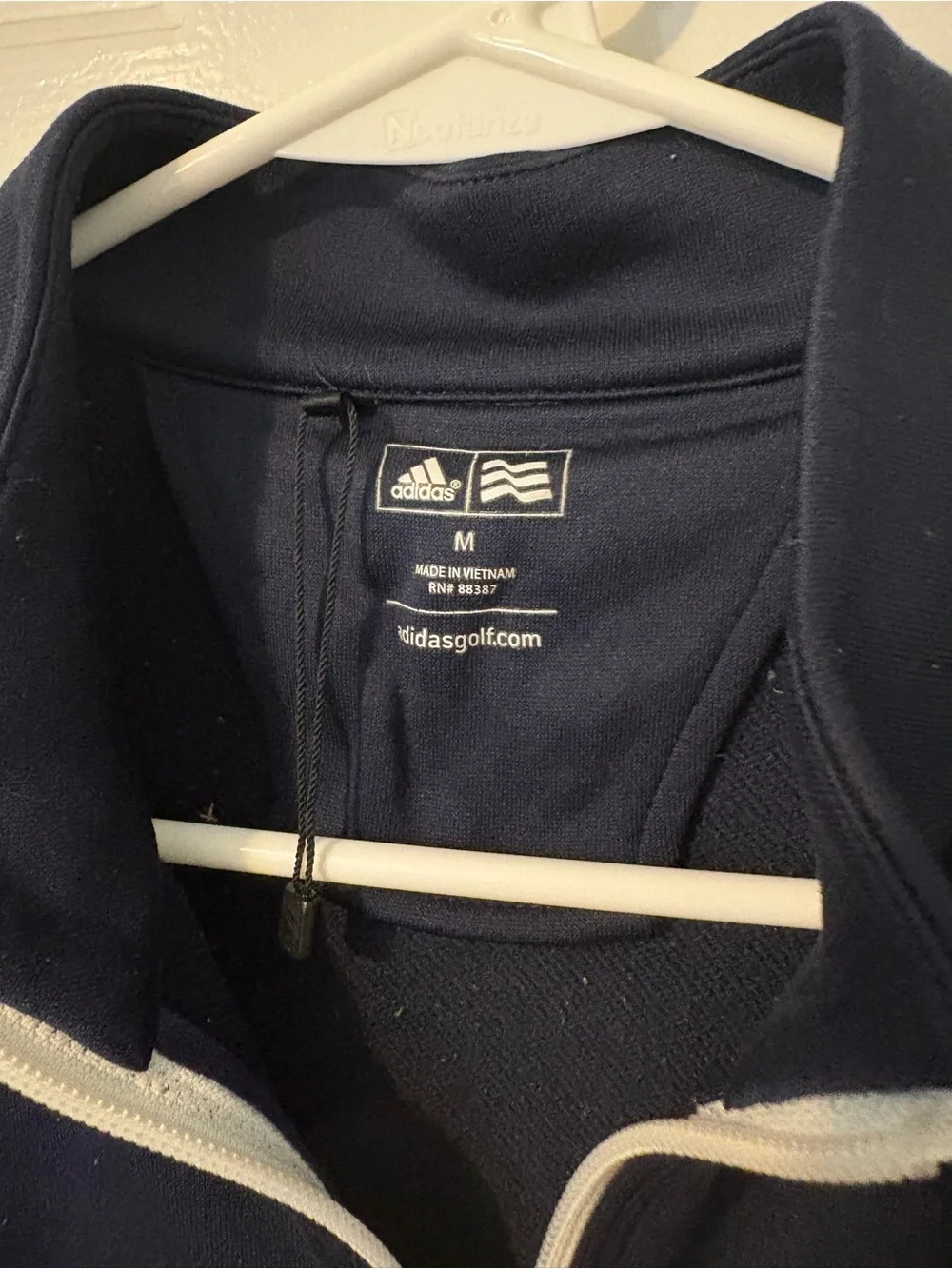 Adidas Golf Quarter Zip preppy Pullover Navy White Stripe Performance Men’s M